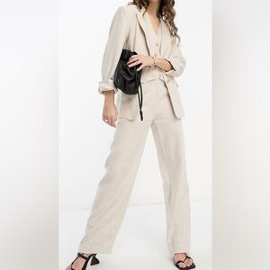 &Other Stories linen blazer BEIGE & tailored pants COMES AS SET. EU 38 US 8 NWT